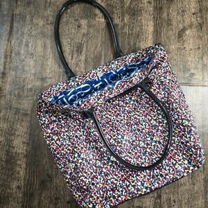 DSW Tote Bag Women Large Multicolor Excellent Pixel Print Nylon Travel Shoulder